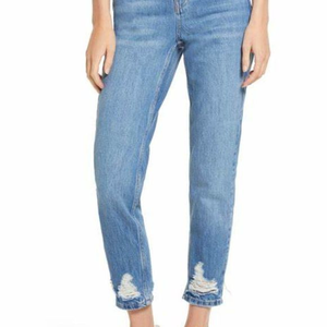 Topshop Ripped Hem Mom Jeans‎